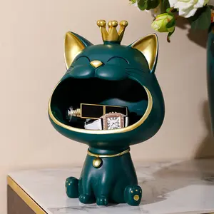 Crown Big Mouth Cat Design Key Holder, Creative Storage Ornament, Unique Home Desktop Decoration, Art Storage Decoration Accessories for Home Office
