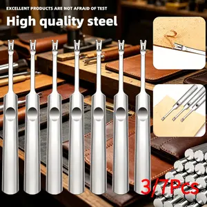 3/7 Pcs Leather Working Tool Kit with Stitching Groover & Edge Beveler, Ideal for DIY Leather Craft Lovers