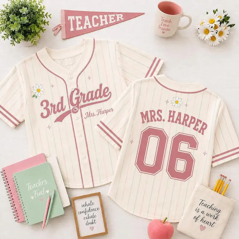 Custom Grade Level Teacher Baseball Jersey