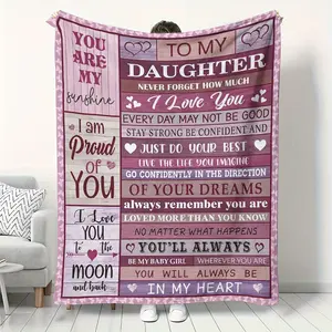 Daughter blanket, personalized gift, flannel printed blanket, warm and comfortable, suitable for all seasons, suitable for car nap, camping, travel, air conditioning, soft and fluffy plush blanket
