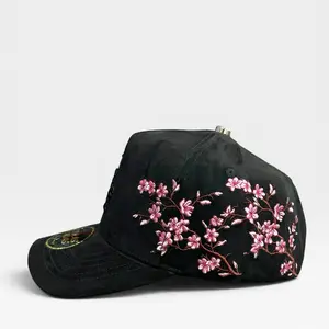 Gorra de gamuza LA con flores bordada en Alta Calidad y Ajustable - LA with flower embroidery Style SnapBack Hat full suede