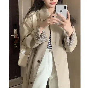 Early Autumn Windbreaker Jacket Women 2025 New Spring and Autumn Khaki Small Petite Style British Mid-Length Womenswear Coats