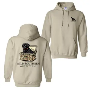 Wild Southern Outfitters Puppy Hoodie or T-Shirt, Cute Black Lab In Camo Cooler Graphic, Hunting Dog Lover Shirt, Casual Everyday Wear Menswear Top
