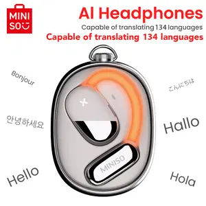 MINISO M99 AI translation earbuds with APP Support 134 Languages Open Ear Headphones Wireless Bluetooth 5.4, IPX5 Waterproof, Luminous headphones, 48Hrs Playtime, Over The Ear Earbuds, Bone Conduction Open Ear Earbuds for Running and Workout