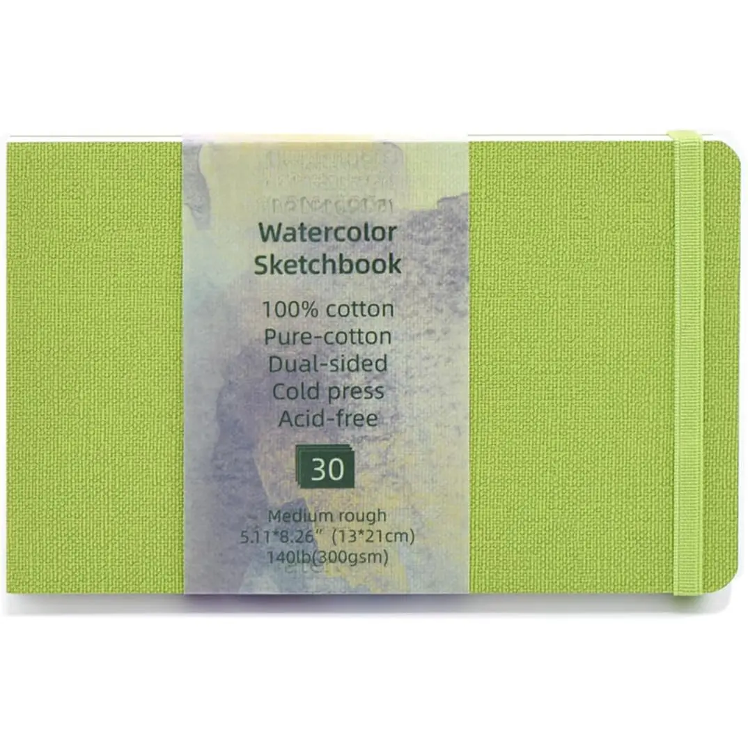 Small Watercolor Sketchbook for Travel,Cold Press Paper 140 lb (300 GSM) 5.1"x8.26" 30 Sheets,mini Watercolor Journal pad for Painting