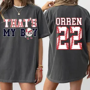 Thats My Boy custom number  BASEBALL SHIRT, Baseball Mom shirt COMFORT COLORS CASUAL COTTON T-SHIRT FOR MOMS Fabric Top Womenswear Garment Oversized Printed Underwear Lady