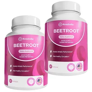 4 bottles Organic Beetroot Capsules 1300 mg for Blood Flow & Heart Health