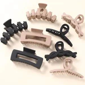 8 Pack Large Claw Clips for Women Thick Hair,  Hold Matte Non-Slip Hair Clips, Multi-Style Jaw Clips for Long, Curly & Straight Hair, Neutral & Black Hair Accessories