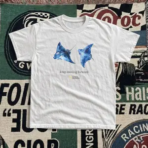 Gildan Men's White T-shirt, Vintage Style National Geographic Stingray Graphic Tee, Vintage Stingray Graphic T-Shirt, Ocean Lover Tee, Manta Ray Shirt, Marine Life Graphic Tee, Coastal Aesthetic Shirt, Minimalist Beach Tee, Unisex Gift Menswear Top
