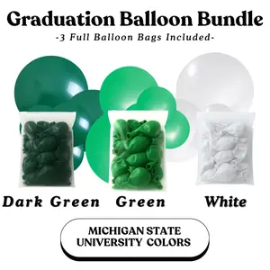 Graduation Balloon Bundle -  Michigan State University Colors I Dark Green, Green, White