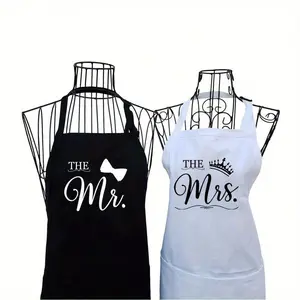 Bride and Groom Cooking Baking apron set Housewarming anniversary engagement wedding day dress cover up for first dinner as Mr and Mrs groom suit cover up Bridal Shower Bachelorette hen Party wifey hubby Newlywed couple Just Married gift present