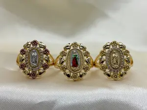 14k Gold Plated Virgen Oval Ring for Women - Sizes 7-9