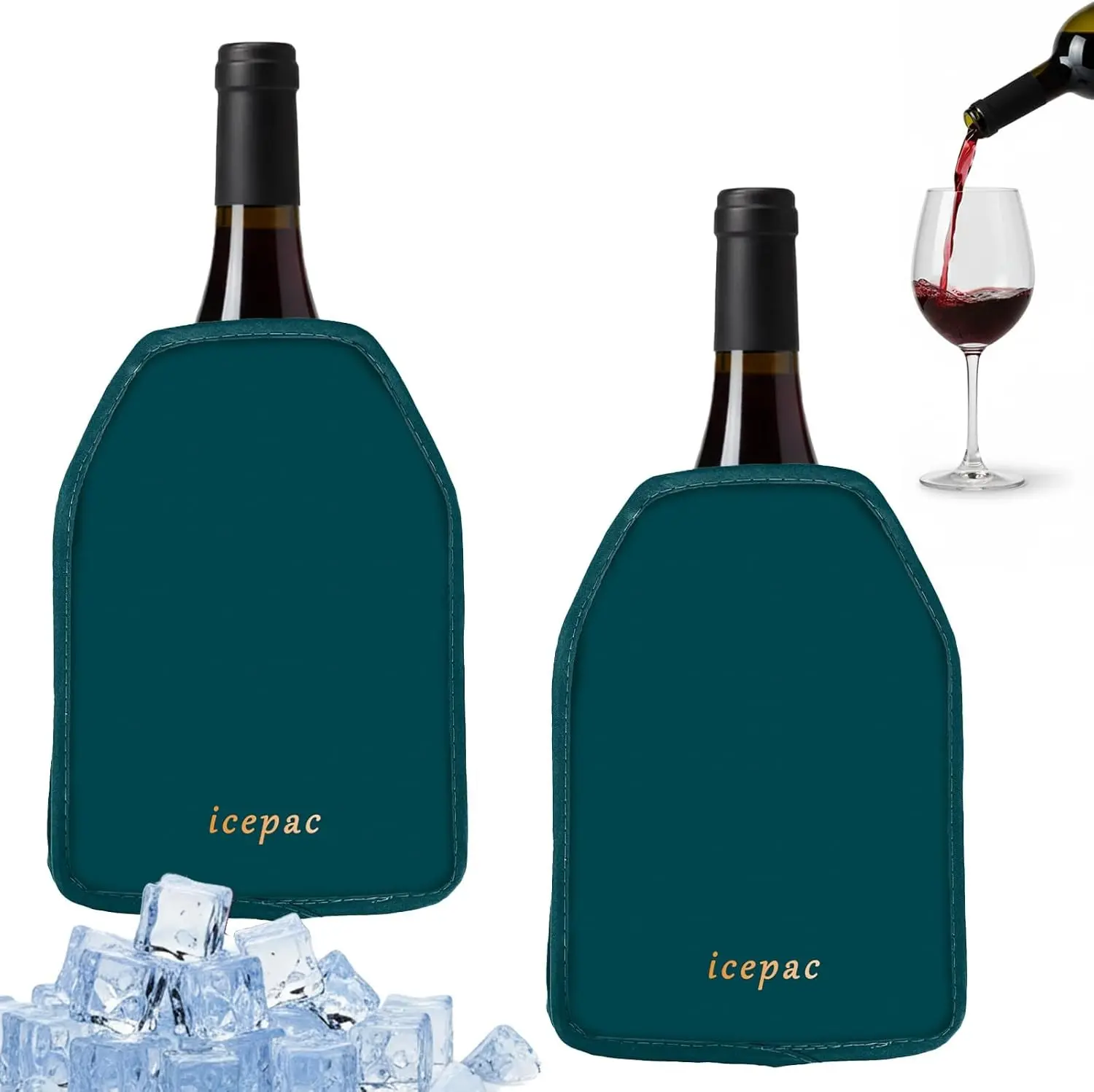 2PCS Blackish Green Gel Wine Bottle Cooler Sleeve Long Lasting Keep Cool for Prosecco Champagne Beer Wine Bottles