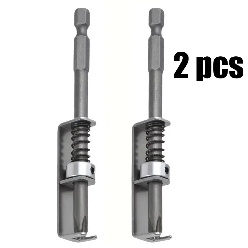 2 Pcs Spring-Loaded Screw Holder Clips – Anti-drop screwdriver bit holders with spring clamp design. Ergonomic locking mechanism for one-hand use, universal tool accessory for secure screw positioning during drilling and repair. Screwdriver Components