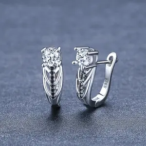 Sterling Silver Single Row Hollow Zircon Earrings - Quiet Luxury Trendy It Girl Elegant Versatile  Women's Jewelry Gifts