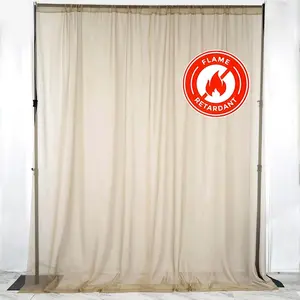 2 Pack 5ftx10ft Natural Chiffon Backdrop Drape Curtains, Durable Flame Resistant Sheer Organza Event Divider Panels With Rod Pockets
