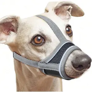 Reflective Soft Nylon Dog Muzzle with Reinforced Strap and Breathable Mesh, Adjustable Pet Accessory for Comfort and Safety