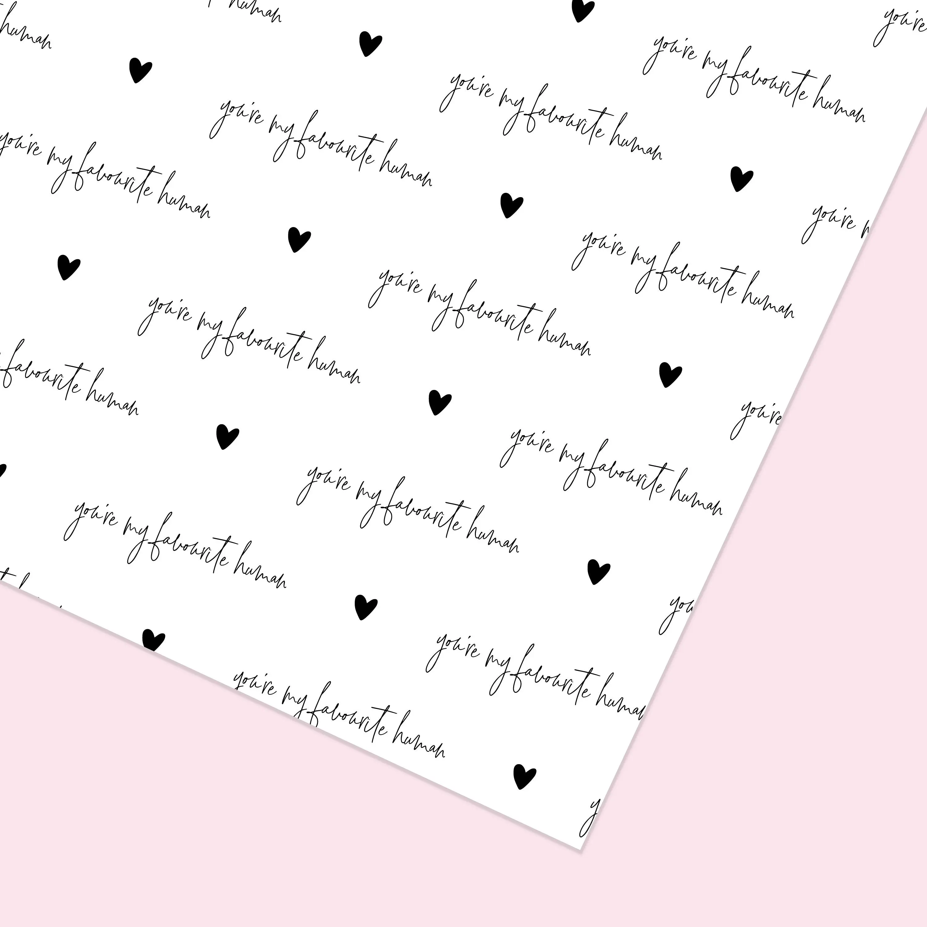 You're my favourite human wrapping paper, Valentine's gift wrap for boyfriend, Anniversary gift wrapping paper, valentines gift wrap, favourite human, monochrome gift wrap