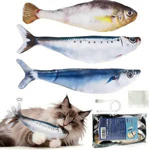 Bite-Sized Realistic Flopping Fish Cat Toys, 3 Pack, Interactive Cat Toys for All Breeds, Tap-Activated 3 Flapping Mode, Sardine/Saury/Yellow Croaker, 7.1 Inches, with Catnip, Rechargeable