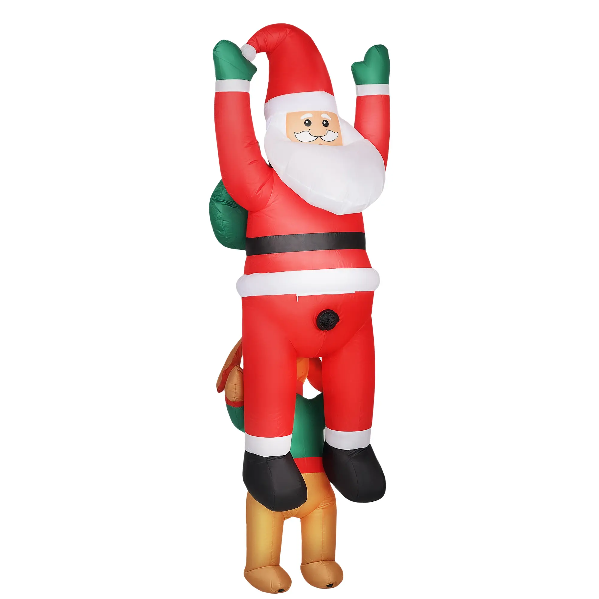 7FT Hanging Inflatable Santa with Dog - Blow Up Decor with Built-in LED Lights for Garden, Festive Home Christmas Supply