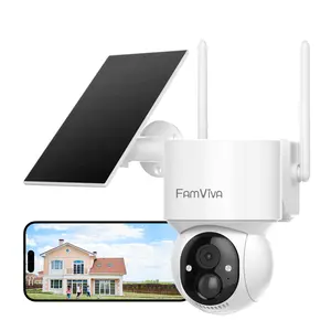 FAMVIVA Outdoor 2K Solar Wireless Security Camera - 360° PTZ, Color Night Vision