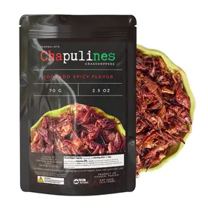 Herbalista Chapulines Adobados Picantes, 2.5 oz (70 g), Authentic Oaxacan Grasshoppers Snack, Traditional Mexican Spicy Seasoned Insects, Crunchy Bold Flavor for Tacos, Appetizers and Creative Culinary Dishes
