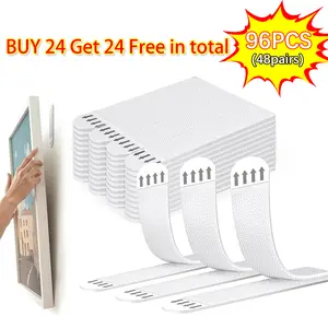 Buy 24 Get 24 Free, 48 pairs Total | Double-Sided Damage-Free Velcro Hanging Strips, Removable Heavy-Duty Adhesive Strips for Picture Frames & Home Wall Mounting  No-Drill Screw Stickers, StrongAdhesive No-Nail