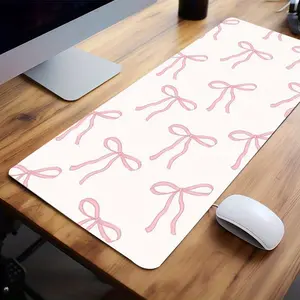 Bowknot Pattern Mouse Pad, Rectangle Gaming Mouse Pad, Non-slip Computer Keyboard Pad, Desk Pad, Rubber Base Stitched Edge Mouse Pad for Game Home Office, Mouse Pad Design