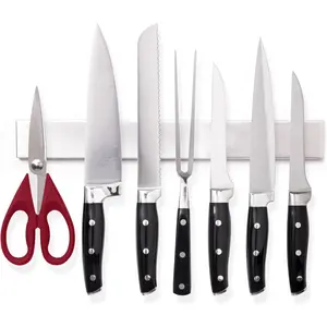 Heavy Duty Stainless Steel Magnetic Knife Holder, Hold Up to 6 lbs, Wall Mounted Magnet Strip for Knives, Easy to Install Bar, Secure Store and Organize Kitchen Tools, Art Supply, 10 Inch