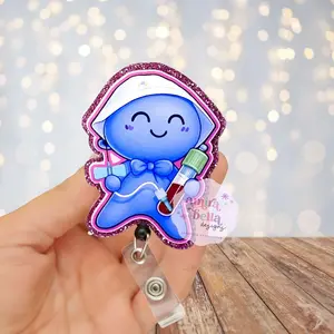 TikTok Balloon Glove Badge Reel | Glitter Phlebotomist ID Clip