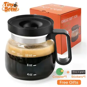 Tiny Brew Coffee Mug with Lid 16oz Glass Creative Cup, Coffee Lovers' Top Choice, Dimensions: 4.9inches tall, 3.8 inches wide, Includes Coaster, Ergonomic Handle Design, a little surprise for your loved one,deals for you,mid year sale