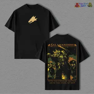 Salamanders Warhammer 40K T-Shirt Oversized Graphic Tee Vintage Heavy Cotton Unisex Streetwear