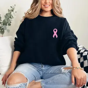 GGOR Pink Ribbon Sweatshirt, Breast Cancer Sweater, Pink Ribbon , Cancer Survivor , Breast Cancer Awareness Sweat, Women Gift