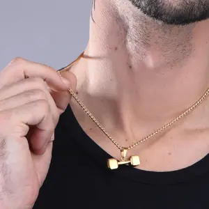 Dumbbell Fitness Gym Sports Pendant Necklace for Men and Women