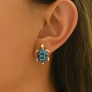 Elegant Cute Turtle Earrings Inlaid Colorful Sparkling Rhinestone Bohemian Chic Turtle Ear Stud Party, Proms, Music Festivals, And Holiday Wear Accessories Earrings Fashion Accessory