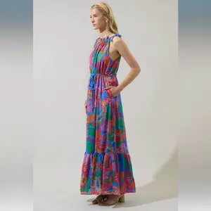 SugarLips Cindal Floral Kay Halter Neck Maxi Dress