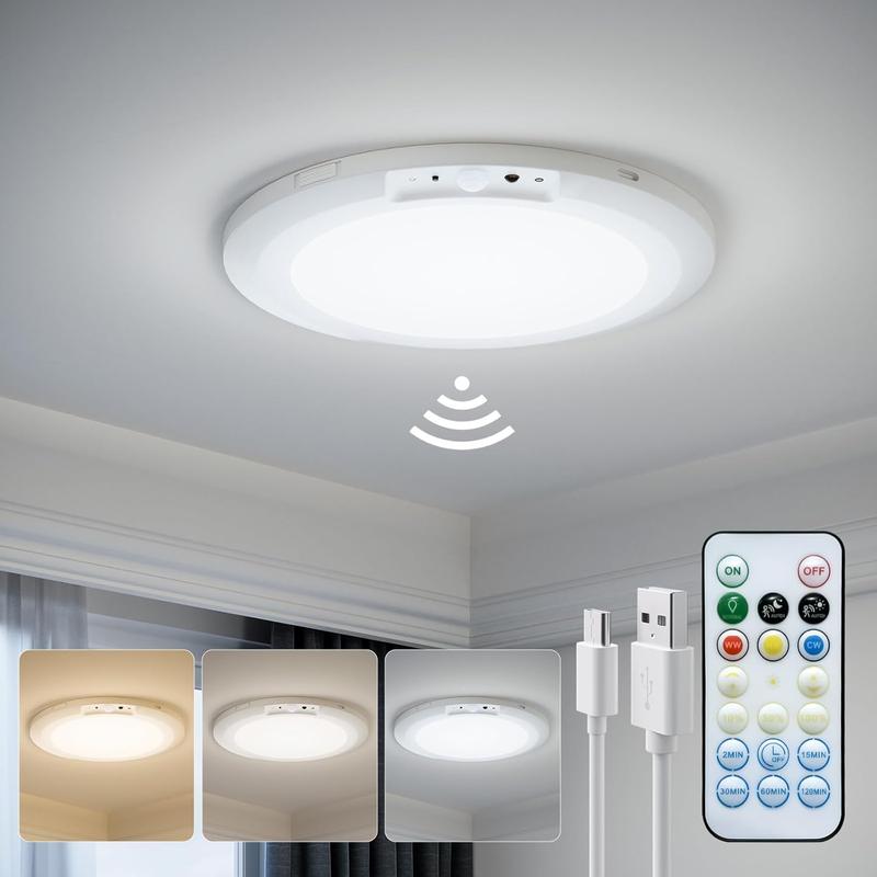 New Upgraded Rechargeable Motion Sensor Ceiling Light With Remote ...