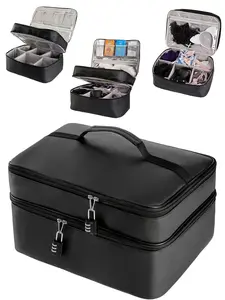 Lockable Adult Toy Storage Bag, Dual-Layer Large Capacity Privacy Bag with 2 Password Locks, Travel & Bedroom Essential