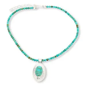 Mine Finds by Jay King Chilean Turquoise Oval Pendant with Bead Necklace