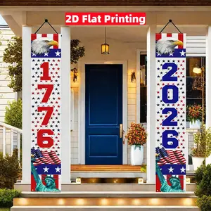 2D Flat - 2D Door Banner Set of 2 Flat Polyester Banners Celebrating The 250Th Anniversary of America from 1776 to 2026, Perfect for Patriotic Parties And Home Decoration, Suitable for Both Indoor And Outdoor Use, Measuring 12X70.8 Inches