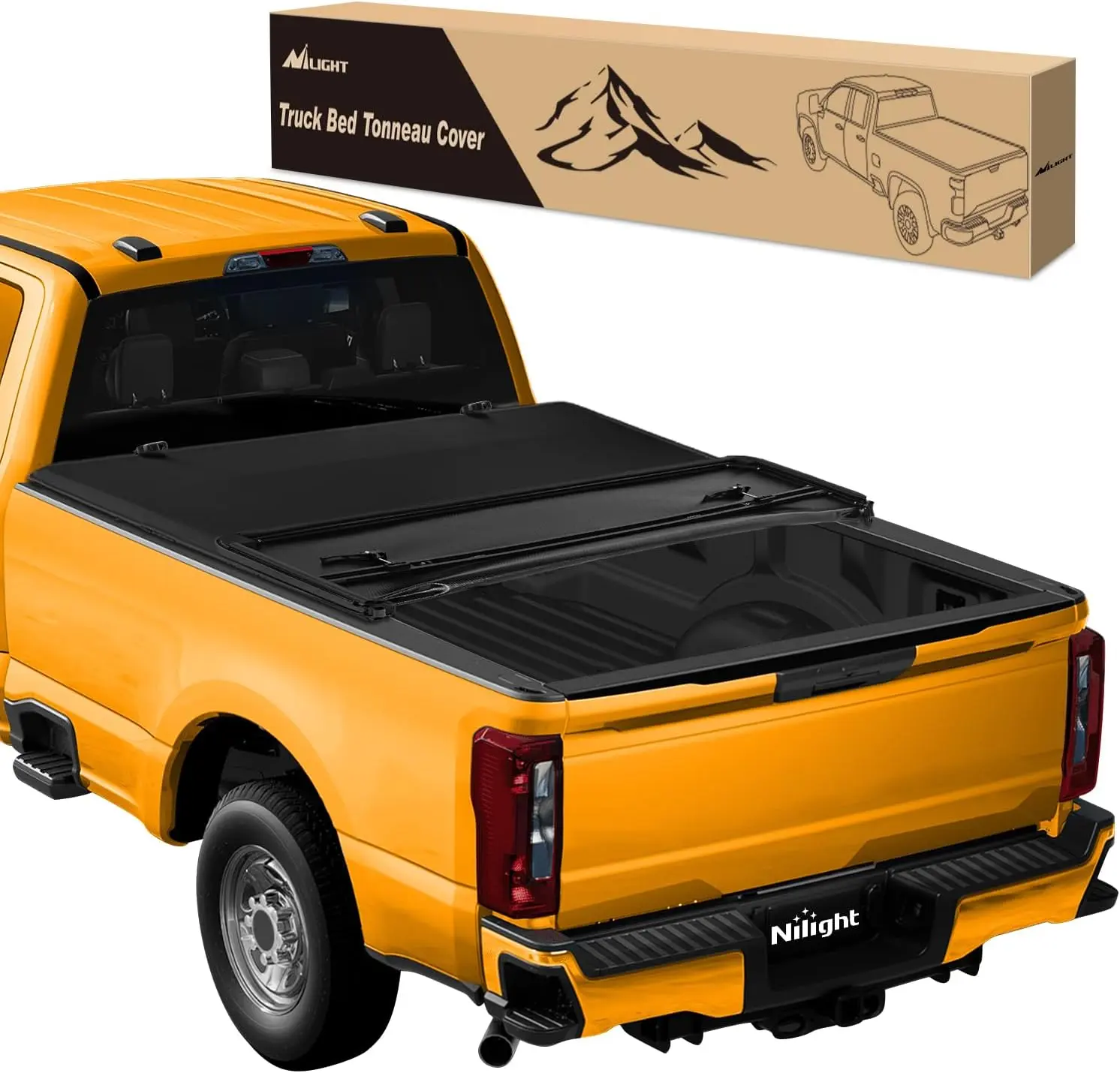 Nilight Waterproof Tri-Fold Pickup Truck Bed Tonneau Cover - PVC Top Layer, Easy Installation, Cargo Protection - Compatible with 1999-2024 Ford F250-F350 Super Duty (6.75ft Bed)