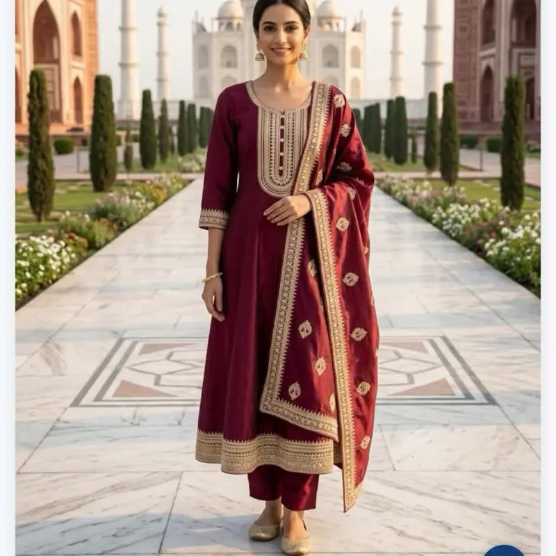 Premium silk Anarkali Partywear Women's Anarkali Dress with Silk Lining, High-Quality Fabric, Perfect for Casual Summer Wear - Womenswear, Comfort