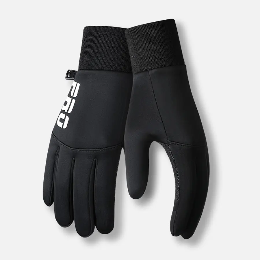 Ribbed Knit Cuff Touch Screen Winter Gloves, Windproof Slim Full Finger Sports Gloves