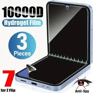 3 Pcs Hydrogel Privacy Protective Film for Samsung Galaxy Z Flip 7/SE/Z Flip 6/Z Flip 5/Z Flip 4/Z Flip 3,Anti-spy Soft TPU Smartphone Cellphone Screen Protectors (Non-Tempered Film) (Face ID Unlock), Accessories Protection