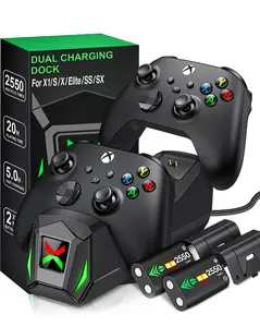 Controller Charger Station with 2x2550mAh Rechargeable Battery Compatible with Xbox One/Series X|S Controller,Controller Charging Dock for Xbox One Controller Battery Pack with 4 Battery Covers