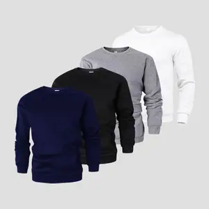Men’s fashion crewneck knit sweatshirt, available in multiple colors, long-sleeve pullover, ideal for spring, autumn, and winter, a perfect choice for casual sports occasions