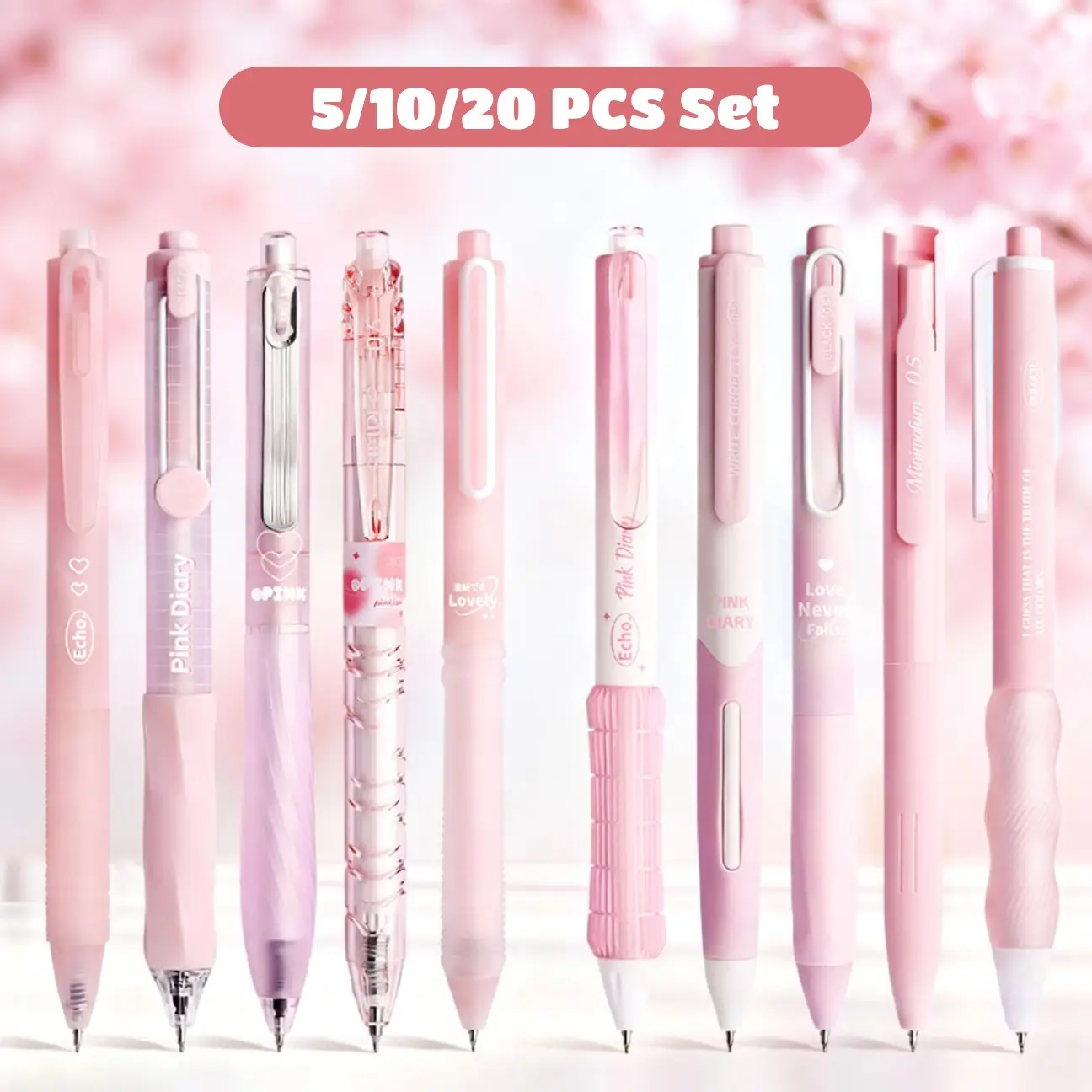 5/10/20pcs Quick Dry Black Ink Pens, Retractable Gel Pen Set, Aesthetic Pens, Cute Smooth Writing for Office School Student, No Smudge, Ideal Stationery Gift for Teachers and Classmates, Funny Teacher Pens, Stationery Writing Tools