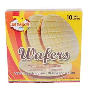 Su Sabor Obleas with Arequipe - 10 Wafer Cookies with Dulce de Leche Spread, Made in Colombia, 6.88 oz (195 g)