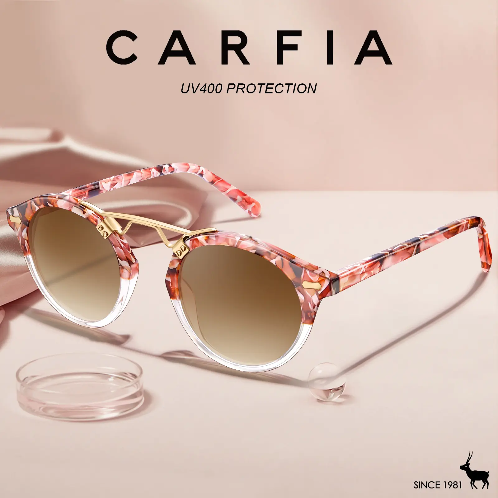CARFIA Italy Small Face Polarized Sunglasses for Women UV 