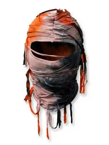Distressed Ski Mask Balaclava - Yeat Shiesty Style, Tattered Artisanal Knitted Full Face Mask for Men Women, Y2K Wasteland Deconstructed Streetwear